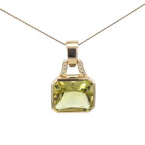 Jewellery Pendants: 9ct Lemon Quartz Diamond Pendant Enhancer
