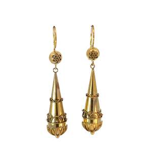 Jewellery Antique Vintage: Antique Victorian 9ct Gold Drop Earrings