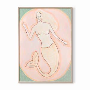 Coral Tailed Mermaid - Original Artwork on Paper by Jen Sievers
