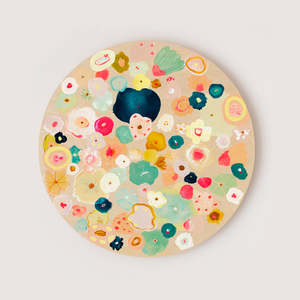 Face Kisses - Original Artwork on Wood Panel by Jen Sievers