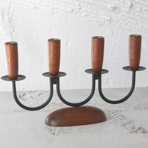 Mid-Century Modern Danish String Candelabra Teak and Metal