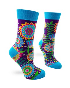 Funky Floral ~ Women's Crew Socks by FabDaz