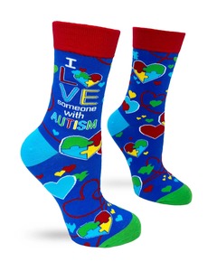 Funky Socks A: I Love Someone With Autism ~ Women's Crew Socks by FabDaz