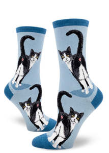 Tuxedo Cat Butt (Slate Blue) - Ladies Crew by Modsocks