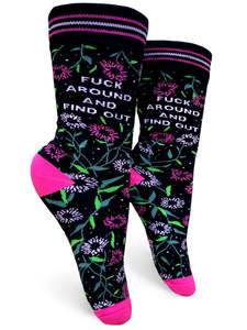 Funky Socks A: Fuck Around & Find Out ~ Women's Crew Socks by Groovy Things