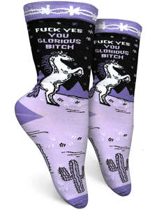 Funky Socks A: Fuck Yes You Glorious Bitch ~ Women's Crew Socks by Groovy Things