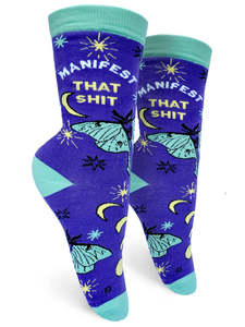 Funky Socks A: Manifest That Shit ~ Women's Crew Socks by Groovy Things
