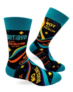 Funky Socks For Men: Retired Ask Someone Else ~ Men's Crew Socks by FabDaz