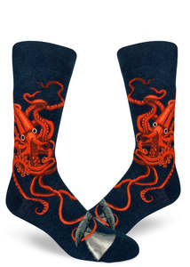 Funky Socks For Men: Squid & Whale - Men's Crew by Modsocks