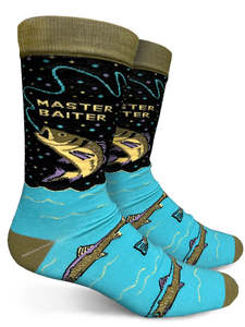 Funky Socks For Men: Master Baiter - Men's Crew Socks by Groovy Things