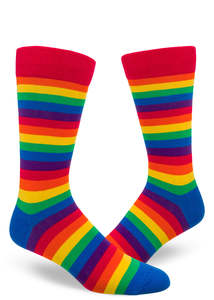 Funky Socks For Men: Classic Rainbow - Men's Crew by Modsocks