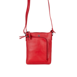 Greenwood Leather Helen Compact Crossbody Bag ~ Red