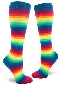 Funky Long Socks For The Ladies: Rainbow Gradient Stripe - Knee Highs by Modsocks
