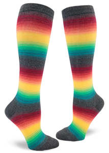 Awesome Stripe (Dark Rainbow) - Knee Highs by Modsocks