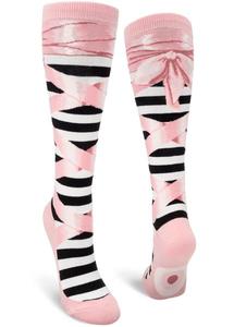 Funky Long Socks For The Ladies: Ballet Slippers Dusty Pink - Knee Highs by Modsocks