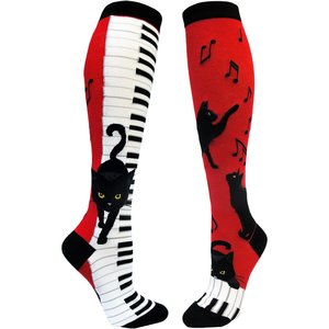 Funky Long Socks For The Ladies: Piano Cat - Knee Highs by Modsocks