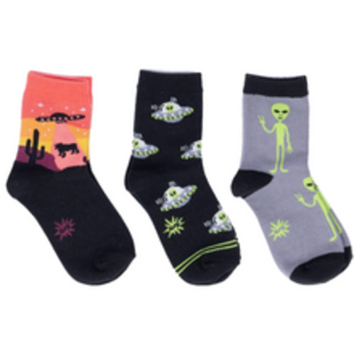 Socks For The Kids: Area 51 Kids Crew Socks Pack of 3  ~ Sock it to Me ~ Two Sizes