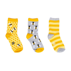 Bee's Knees 3-Pack Kids Crew Socks ~ Sock it to Me ~ Two Sizes