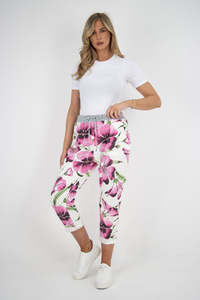 Italian Cotton Pants: Italian Stretch Cotton Trousers ~ Hibiscus Fuschia