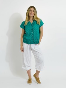 Italian Made Tops: Mozaic Capricorn Top Plain ~ Teal Wash ~ Sz XS-XXL