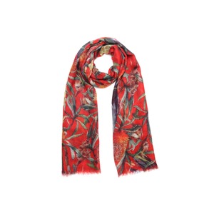 Gorgeous Scarves: Black Cockatoo on Red Cotton/Modal Designer Scarf