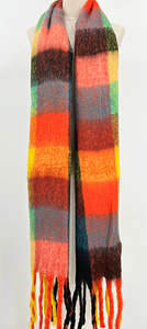 Long Check Tassel Scarf in Soft Viscose ~ Melbourne