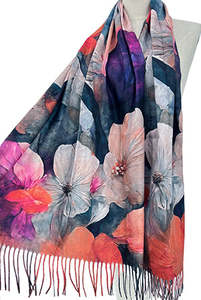 Gorgeous Scarves: Soft & Warm Floral Design Scarf ~ Plum
