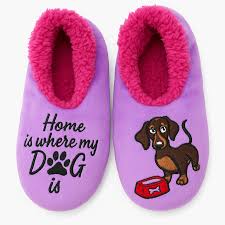 Slumbies® Cosy Women's Slippers ~ Home Is Where My Dog Is ~ XL ONLY
