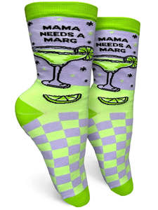 Funky Socks A: Mama Needs a Marg ~ Women's Crew Socks by Groovy Things
