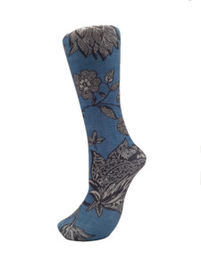 Celeste Stein - Denim Linen Flowers - Trouser Sock