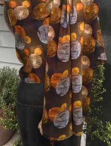 Geometric Circles Chocolate Cotton/Modal Designer Scarf