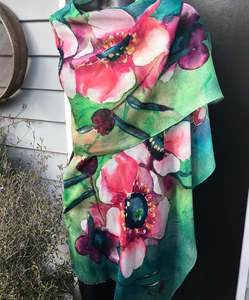 Gorgeous Scarves: Big Flowers Cotton/Modal Designer Scarf