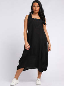 Made in Italy Square Neck Sleeveless Maxi Dress ~ Black