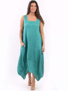 Made in Italy Square Neck Sleeveless Maxi Dress ~ Teal