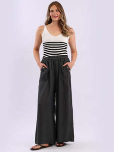 New Arrivals: Made in Italy Wide Leg Linen Trousers ~ Charcoal