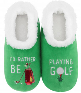 Slumbies® Cosy Men's Slippers ~ I'd Rather Be Playing Golf