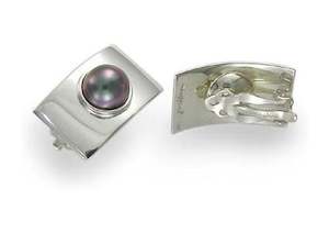 Custom Classic Designs: Black Pearl and Silver Clasp Earrings