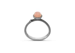 Lotus Ring in Sterling Silver with Blush Moonstone