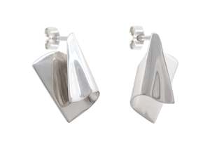Folded Cuff Earrings, Sterling Silver