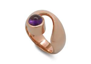 Waves: JW208 Cabochon Gemstone Ring, Red Gold