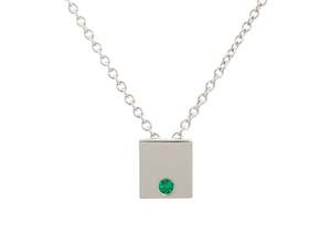 Square Love Stories Precious Gemstone Pendant, White Gold & Platinum