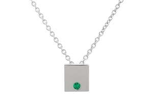 Square Love Stories Precious Gemstone Pendant, Sterling Silver