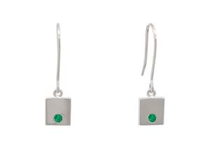 Square Love Stories Precious Gemstone Earrings, Sterling Silver