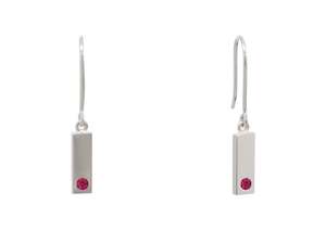 Love Stories: Rectangle Love Stories Precious Gemstone Earrings, Sterling Silver