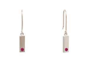 Rectangle Love Stories Precious Gemstone Earrings, White Gold & Platinum
