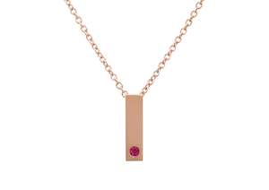 Rectangle Love Stories Precious Gemstone Pendant, Red Gold