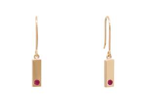 Rectangle Love Stories Precious Gemstone Earrings, Yellow Gold