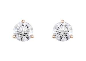 Daughters And Grand Daughters: Three Prong Diamond Studs, Red Gold