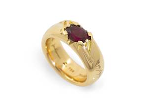 Ruby Rune Ring, Yellow Gold