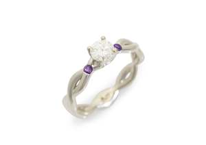 Custom Designs Bridal: Plaited Three-Stone Diamond Ring, White Gold